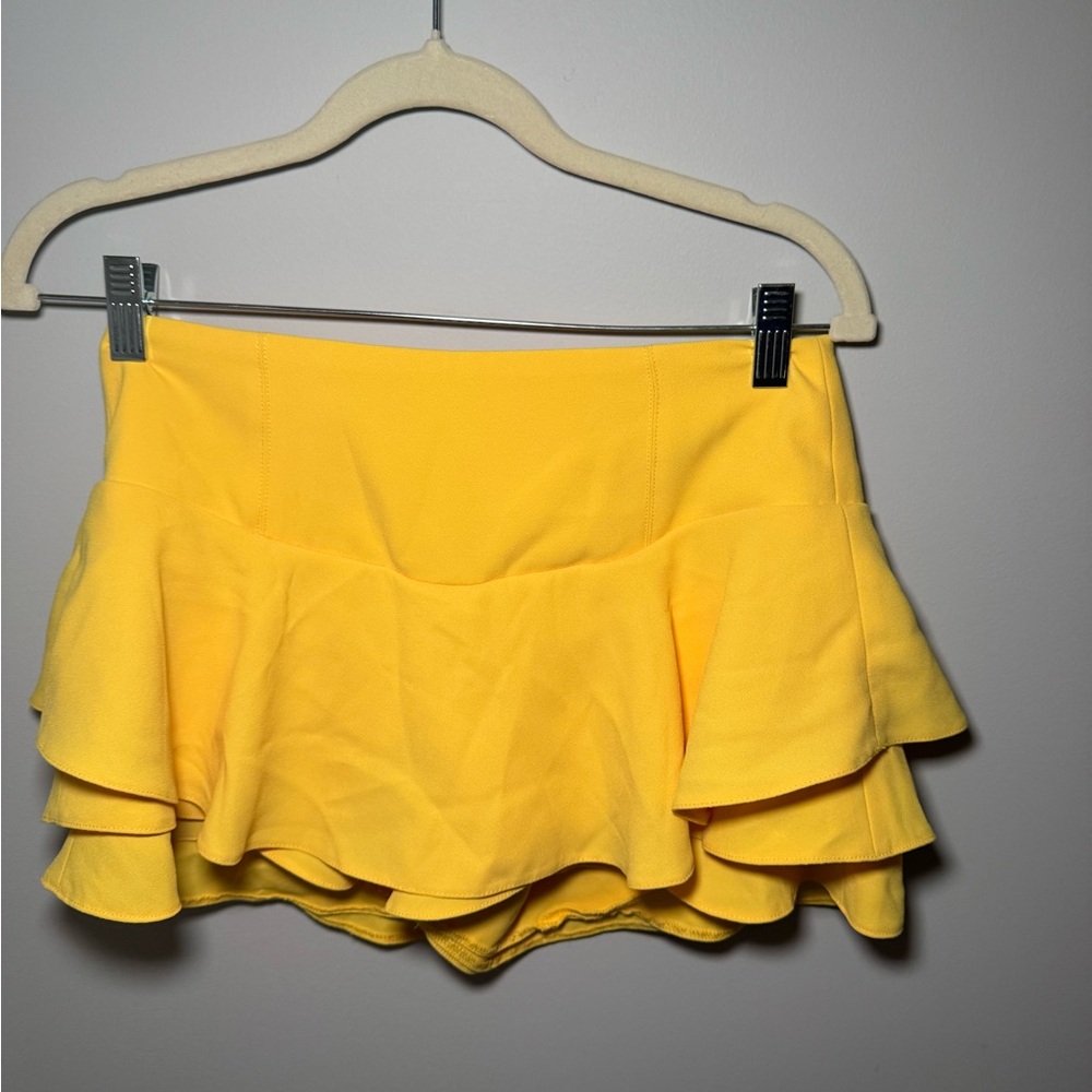 Zara Yellow Layered Ruffle Skort